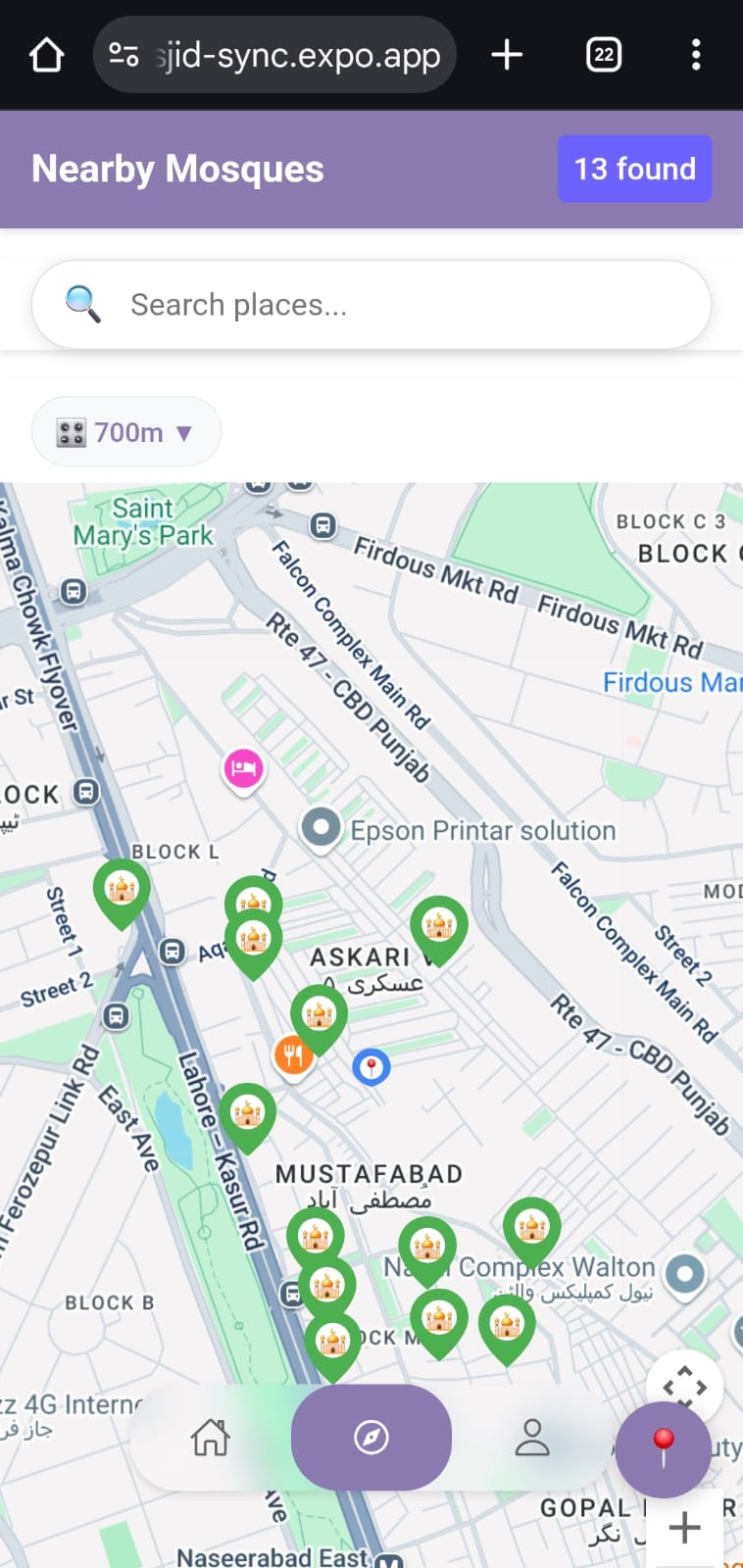 Nearby Mosques Map